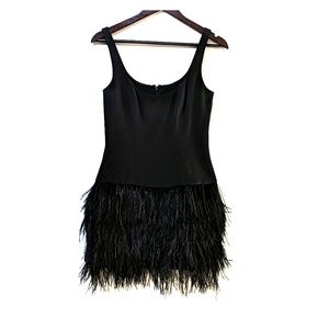 Black Feathered Cocktail Dress